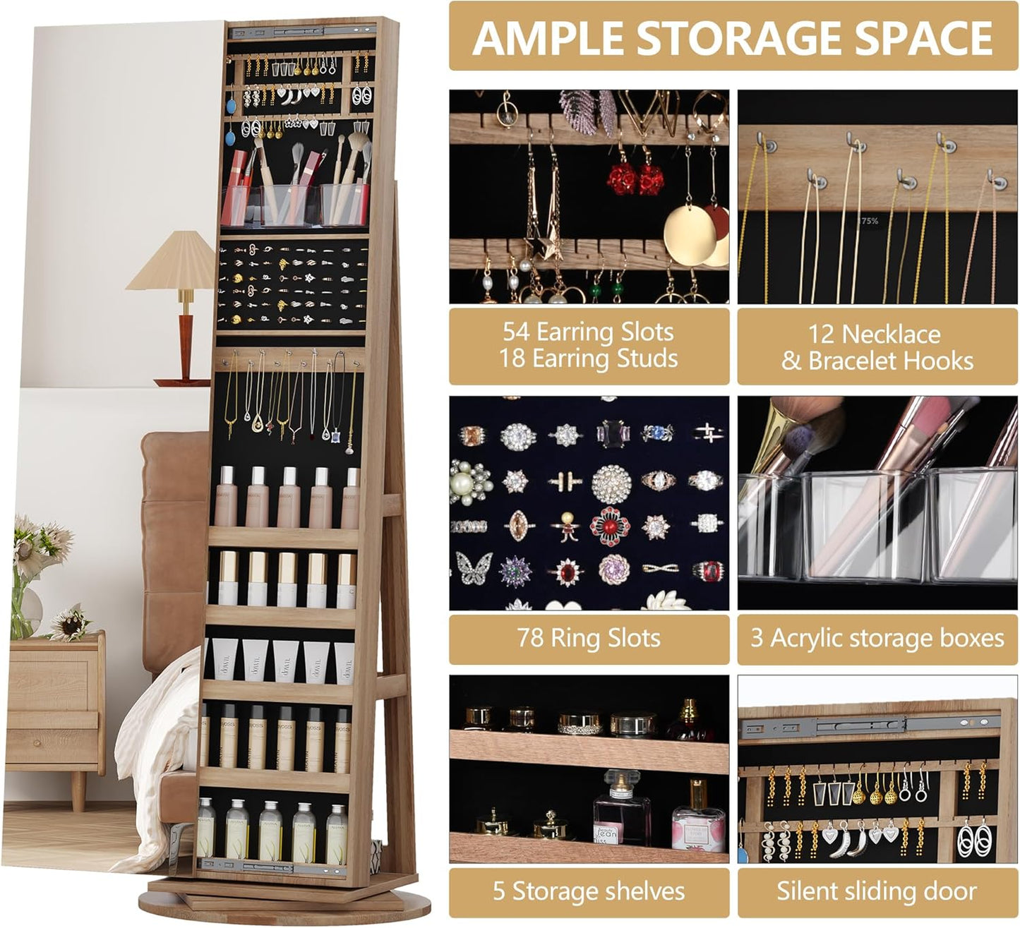 360° градус эргэдэг шүүгээтэй толь